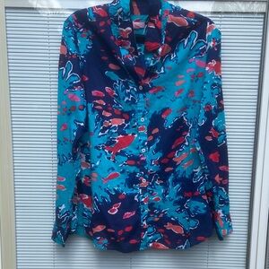 Lilly Pulitzer Colorful Abstract Button Down Shirt 12